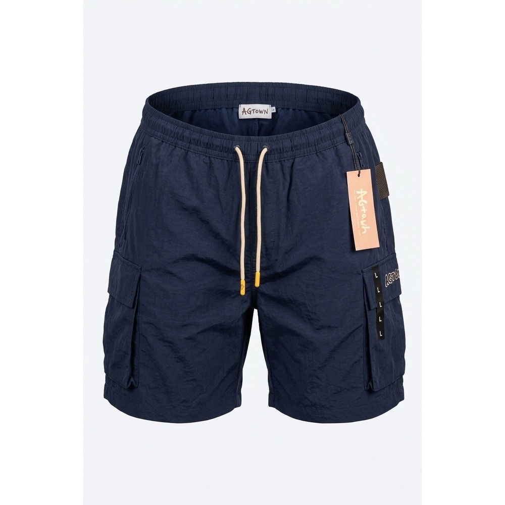 AGTAWH Mens Cargo Pocket Woven Shorts Navy Blue AGS24WB1300 Size L NWT